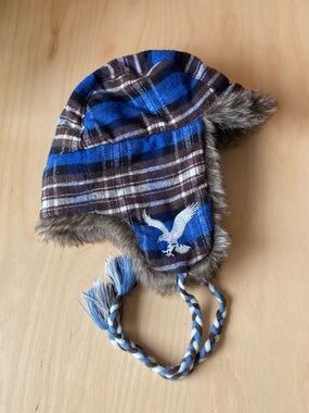 American Eagle Outfitters faux fur plaid trapper hat